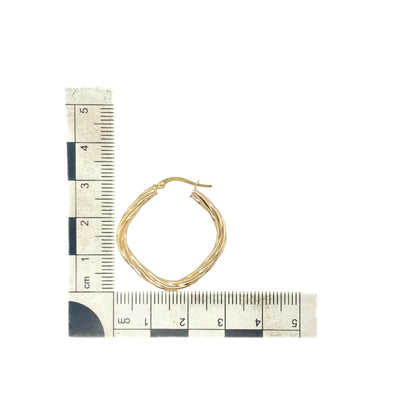 9ct Gold Square Twisted Creole Earrings