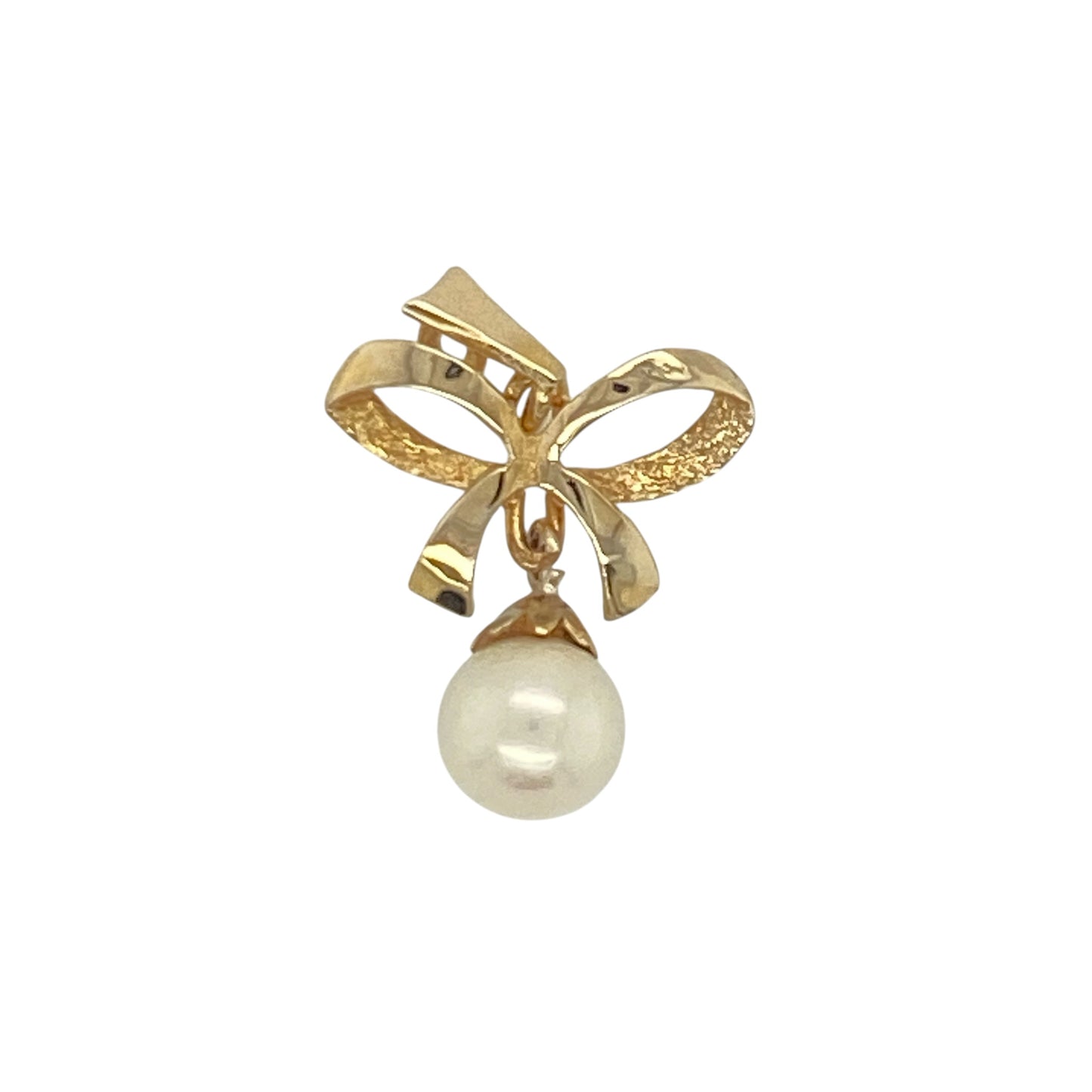 9ct Gold & Pearl Bow Pendant