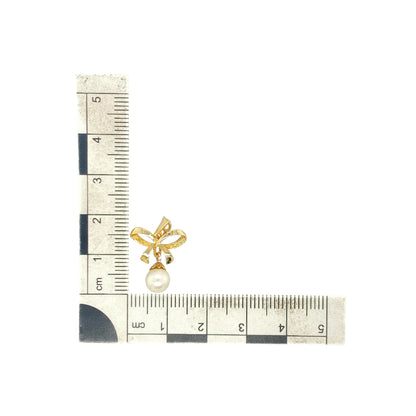 9ct Gold & Pearl Bow Pendant