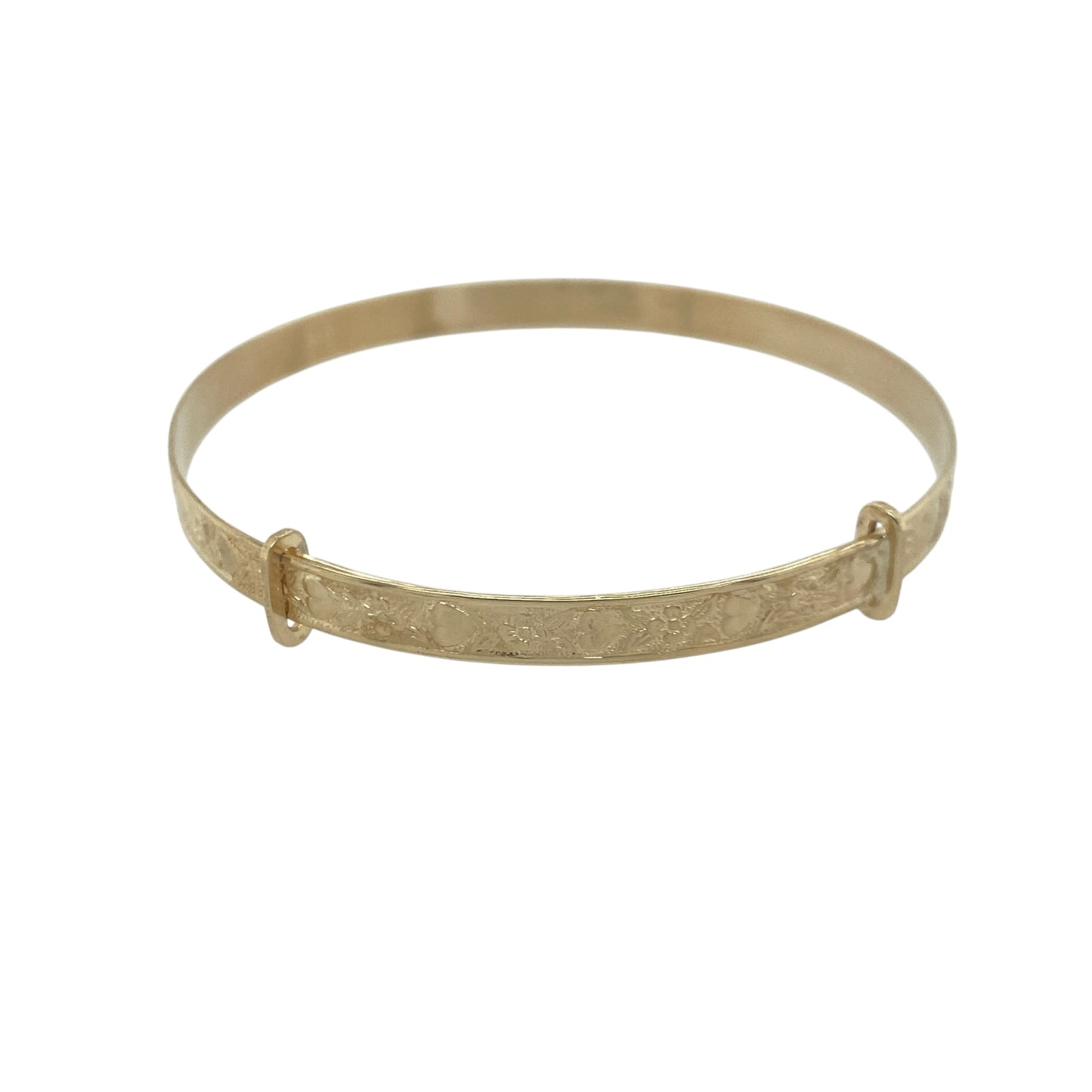 9ct Gold Heart Flower Patterned Expanding Bangle