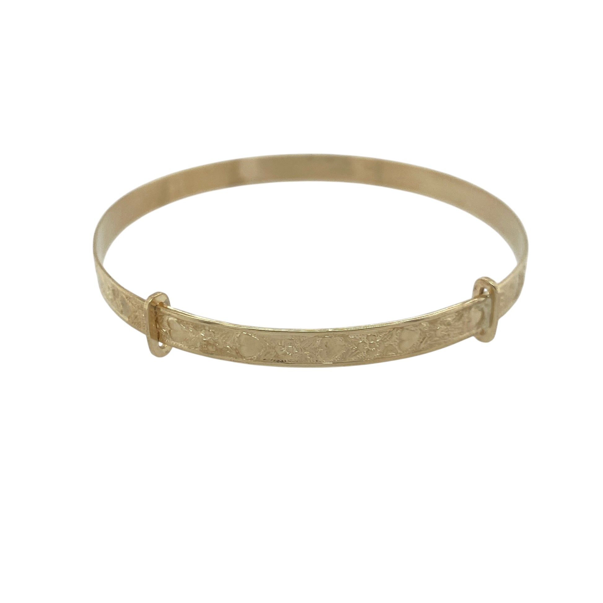 9ct Gold Heart Flower Patterned Expanding Bangle