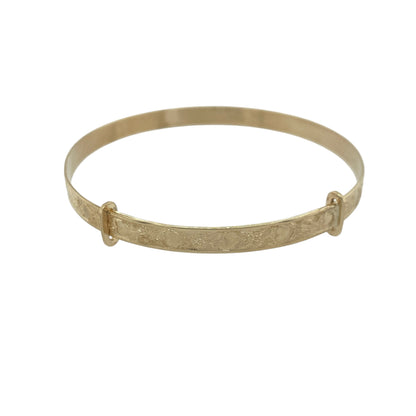 9ct Gold Heart Flower Patterned Expanding Bangle