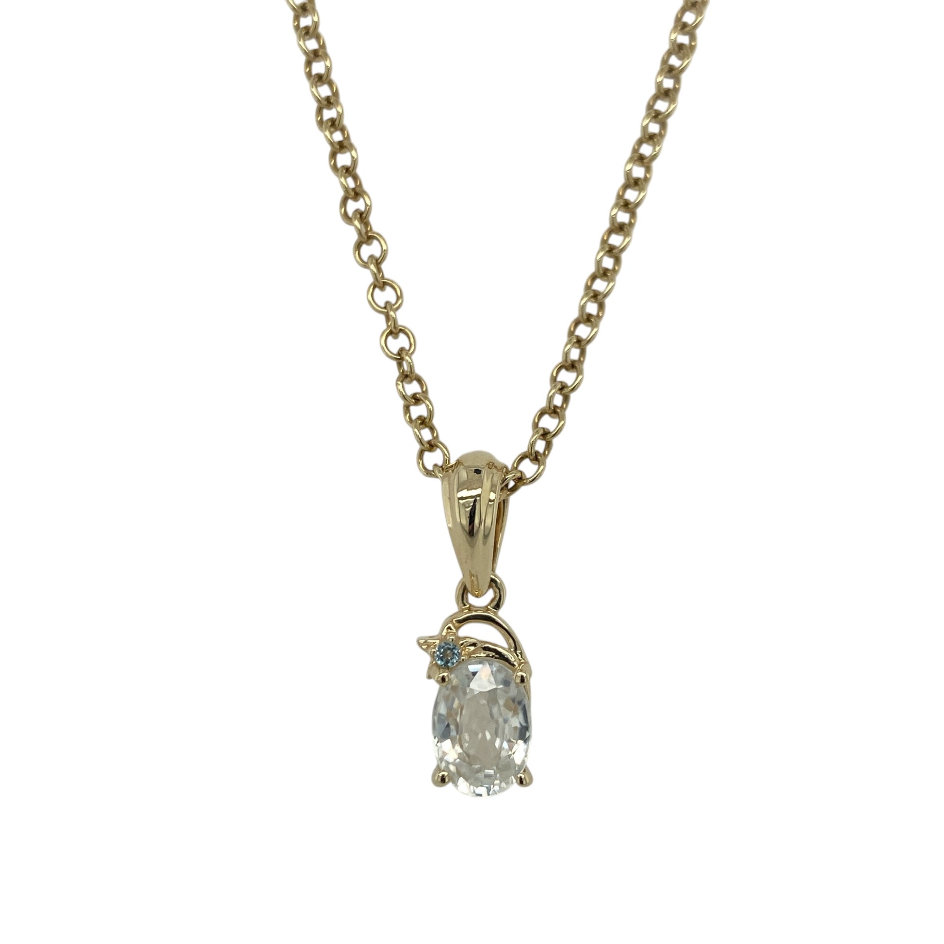 9ct Gold White & Blue Stone 18" Necklace