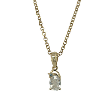 9ct Gold White & Blue Stone 18" Necklace