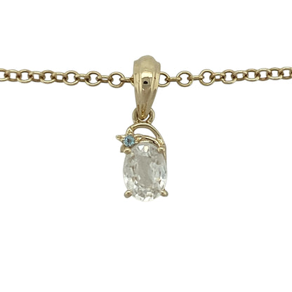 Add a touch of elegance and colour to your jewellery collection with this pre-owned 9ct yellow gold white and blue stone pendant necklace, featuring a classic design with refined everyday appeal—perfect for gifting, special occasions, or treasured daily wear.

Design: The necklace features a beautifully crafted pendant measuring approximately 2cm in length including the bail.