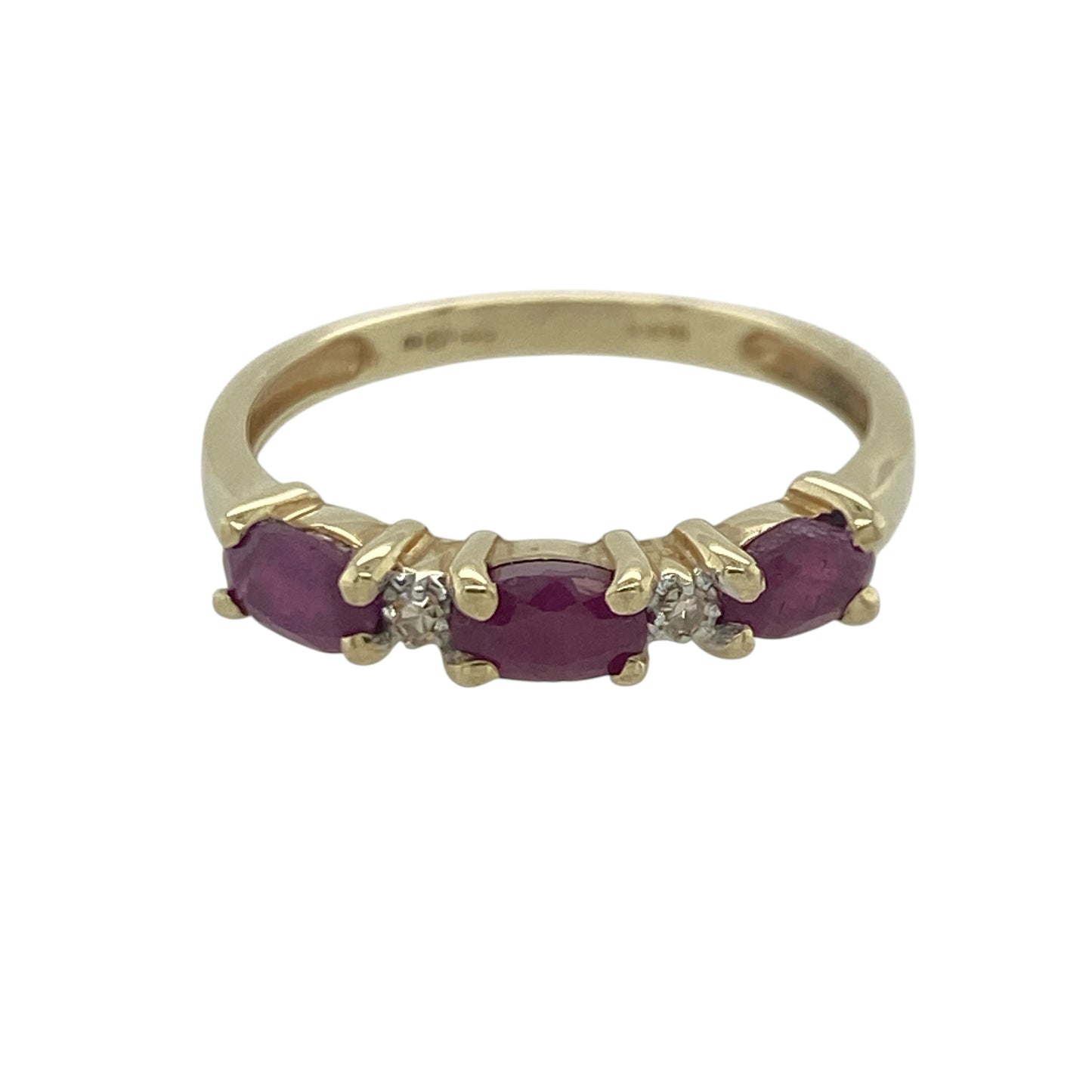 9ct Gold Diamond & Ruby Band Ring
