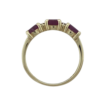 9ct Gold Diamond & Ruby Band Ring