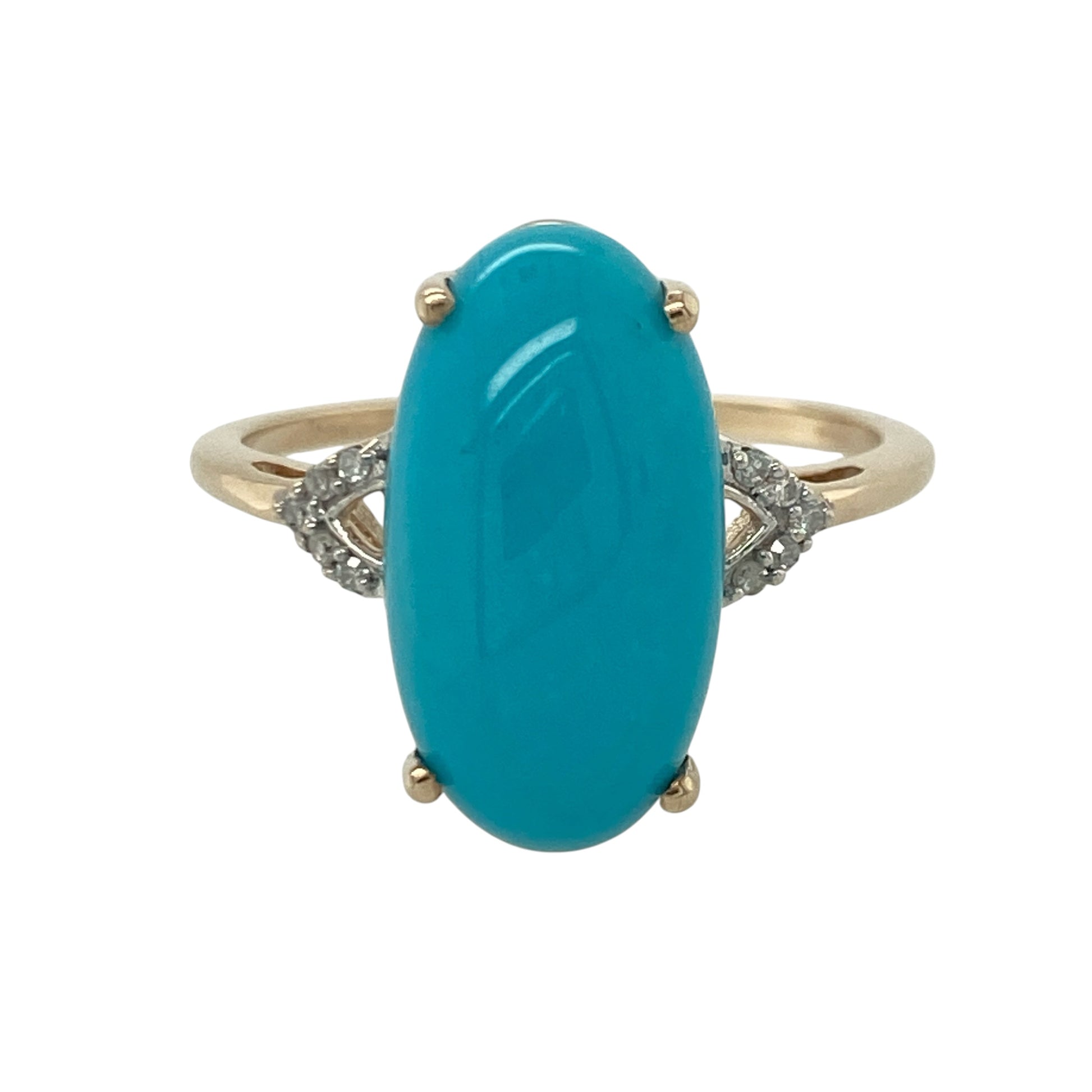 9ct Gold Diamond & Turquoise Ring