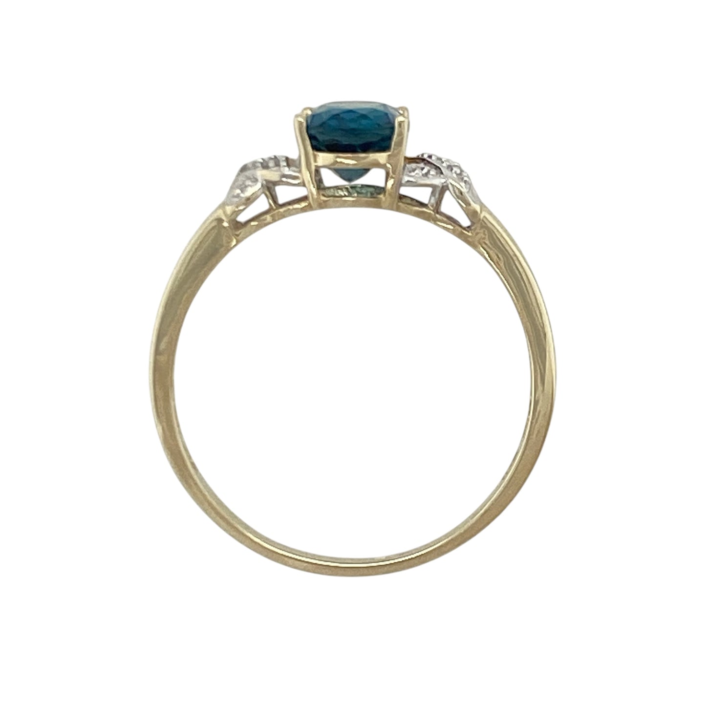 9ct Gold Diamond & Blue Topaz Ring