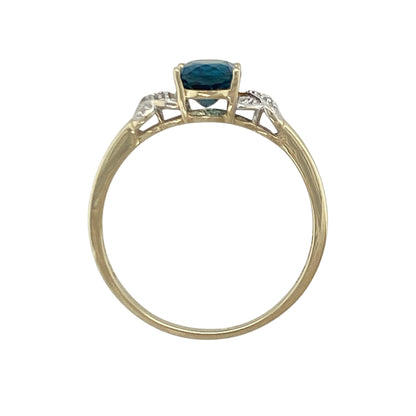 9ct Gold Diamond & Blue Topaz Ring