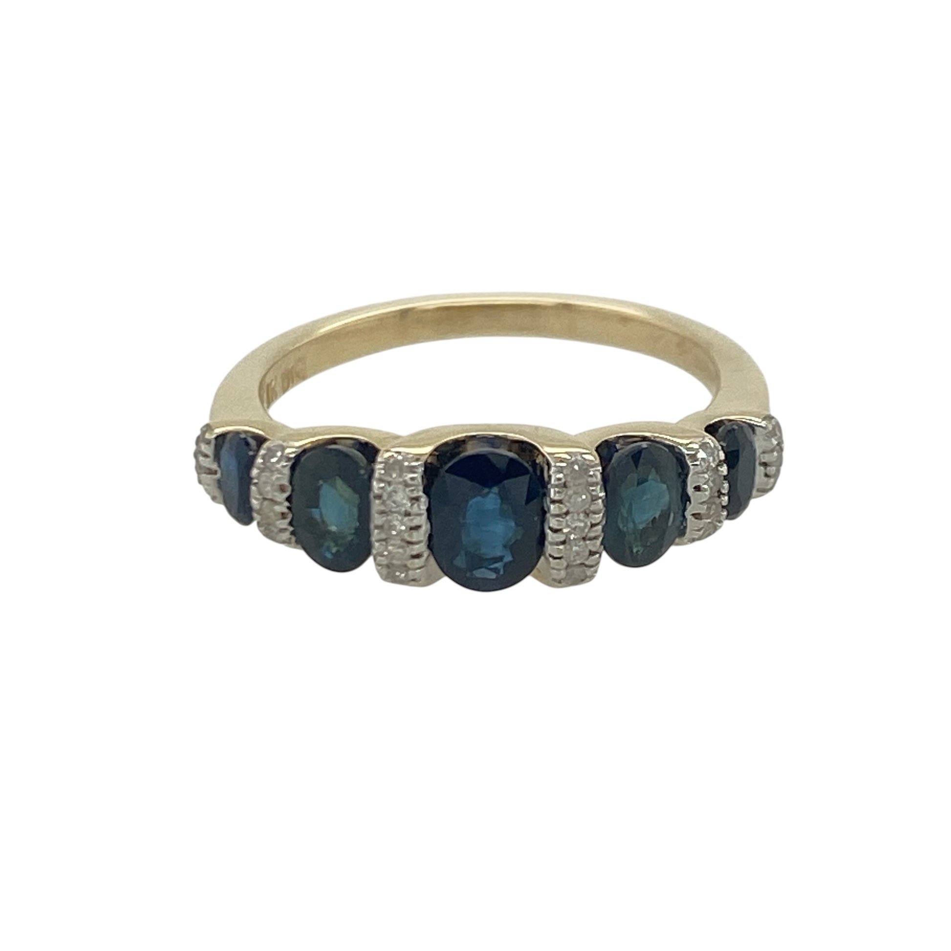 9ct Gold Diamond & Sapphire Band Ring