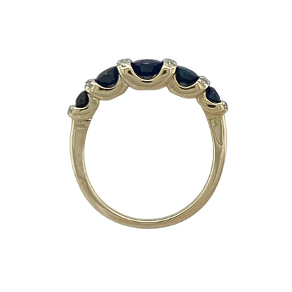 9ct Gold Diamond & Sapphire Band Ring