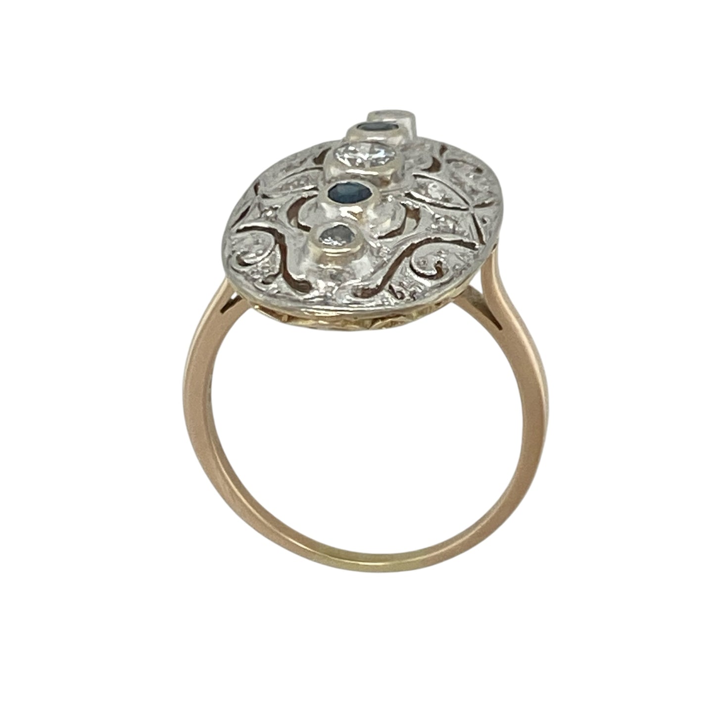 14ct Gold Diamond & Sapphire Oval Dress Ring