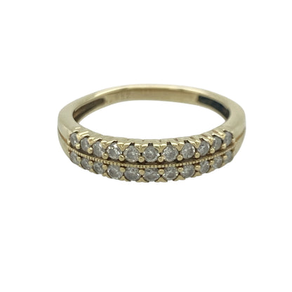 9ct Gold & Diamond Double Row Band Ring