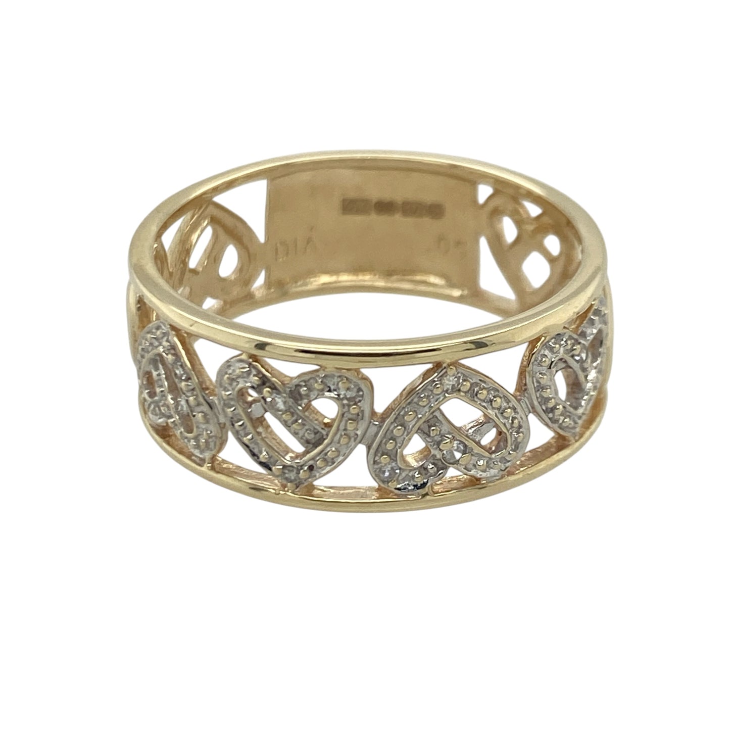 9ct Gold & Diamond Heart Celtic Band Ring