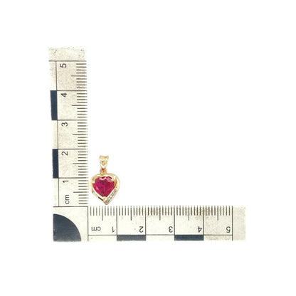 9ct Gold Diamond & Ruby Heart Pendant