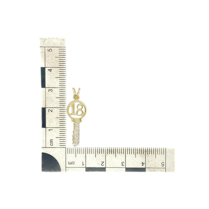 9ct Gold & Diamond '18' Key Pendant
