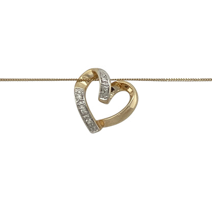 Add a touch of romance and timeless sparkle to your jewellery collection with this pre-owned 9ct yellow gold diamond open heart pendant necklace, featuring an elegant design with meaningful everyday appeal—perfect for gifting, special occasions, or treasured daily wear.

Design: The necklace features a delicate open heart pendant measuring approximately 13mm by 13mm, beautifully accented with sparkling diamonds that add a subtle touch of brilliance.