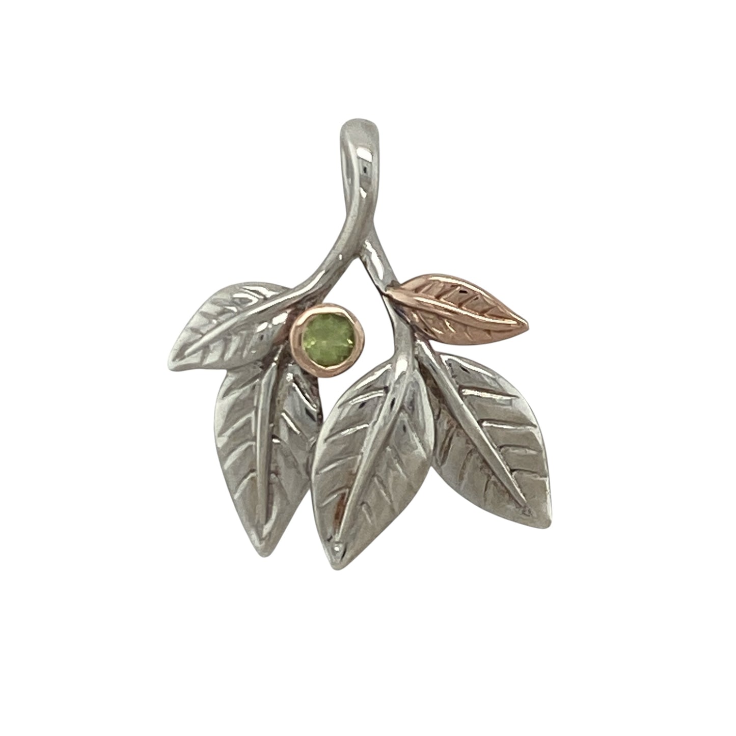 925 Silver & Peridot Clogau Leaf Pendant