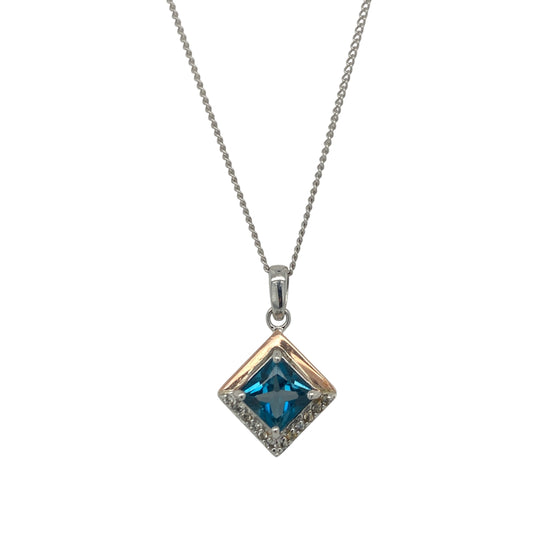 925 Silver & Blue Topaz Clogau Kensington Lovestory 18" - 22" Necklace
