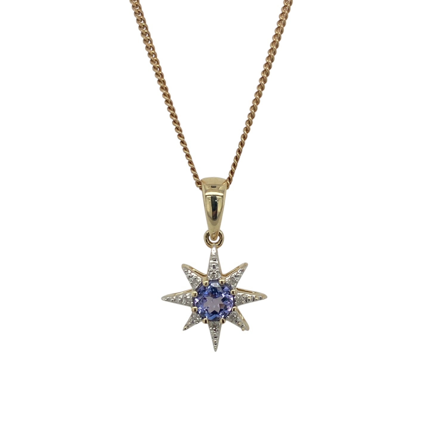 9ct Gold Diamond & Tanzanite Star 18" Necklace