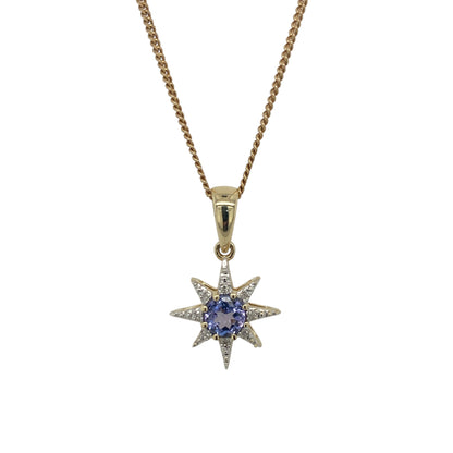 9ct Gold Diamond & Tanzanite Star 18" Necklace