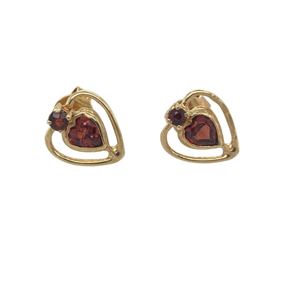 Add a touch of romance and rich colour to your jewellery collection with these pre-owned 9ct yellow gold garnet heart stud earrings, featuring a timeless design with elegant everyday appeal—perfect for gifting, special occasions, or daily wear.

Design: The earrings showcase beautiful heart-shaped garnet gemstones, creating a classic and feminine look. The deep red tones of the garnets provide a striking appearance, while the heart motif adds a meaningful and romantic touch to the design.