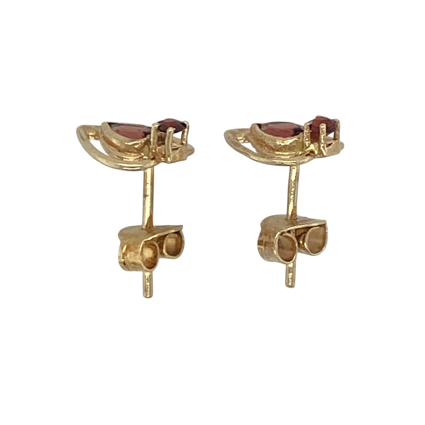 9ct Gold & Garnet Heart Stud Earrings