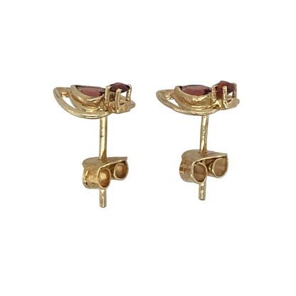 9ct Gold & Garnet Heart Stud Earrings