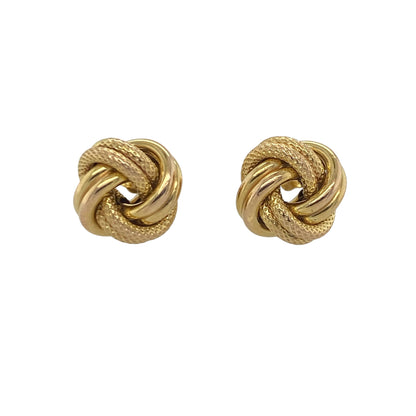 Add a touch of timeless elegance to your jewellery collection with these pre-owned 9ct yellow gold patterned knot stud earrings, featuring a classic design with enduring appeal—perfect for everyday wear, gifting, or special occasions.

Design: The earrings showcase beautifully crafted knot motifs measuring approximately 10mm in diameter.