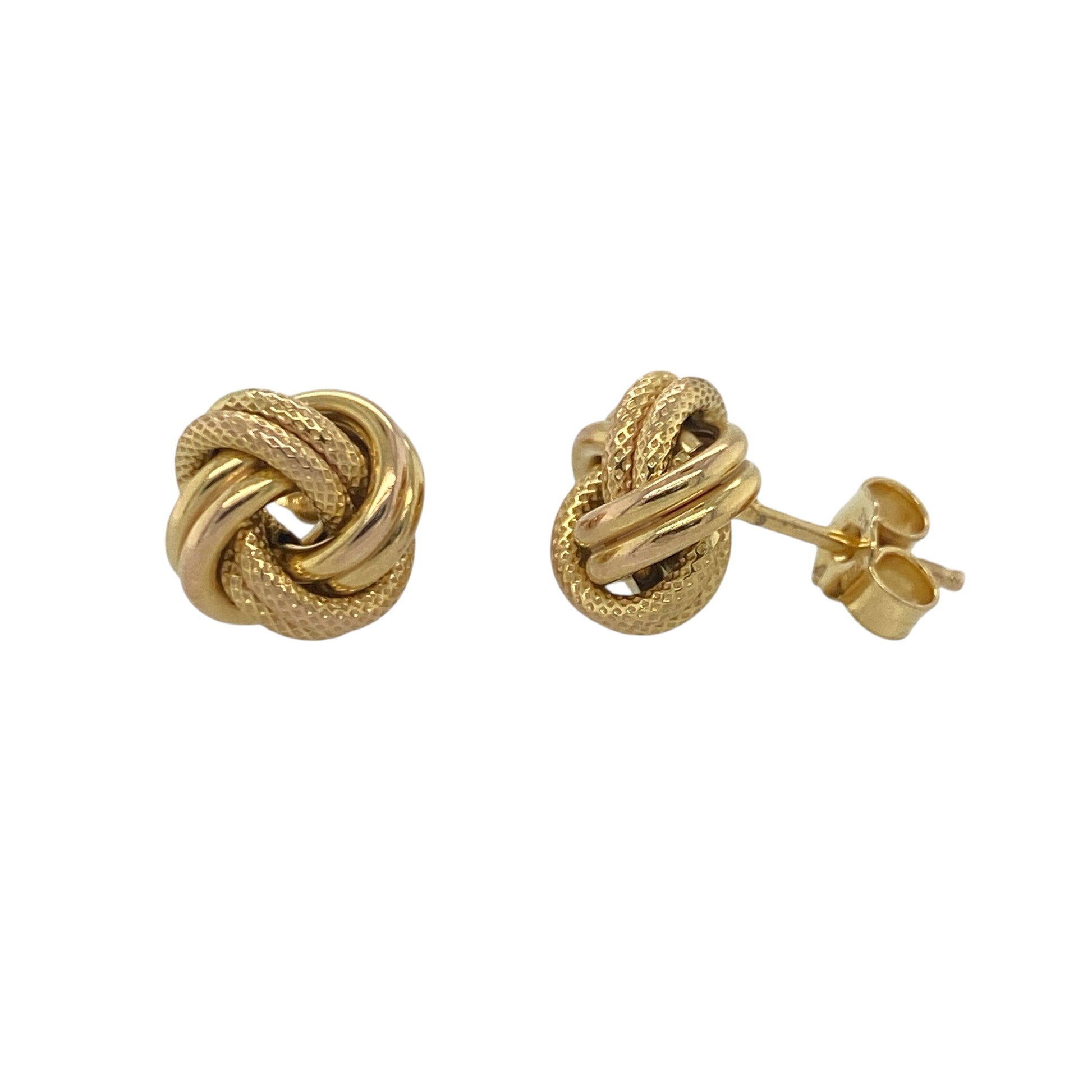 9ct Gold Patterned Knot Stud Earrings