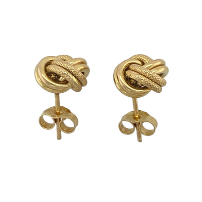 9ct Gold Patterned Knot Stud Earrings