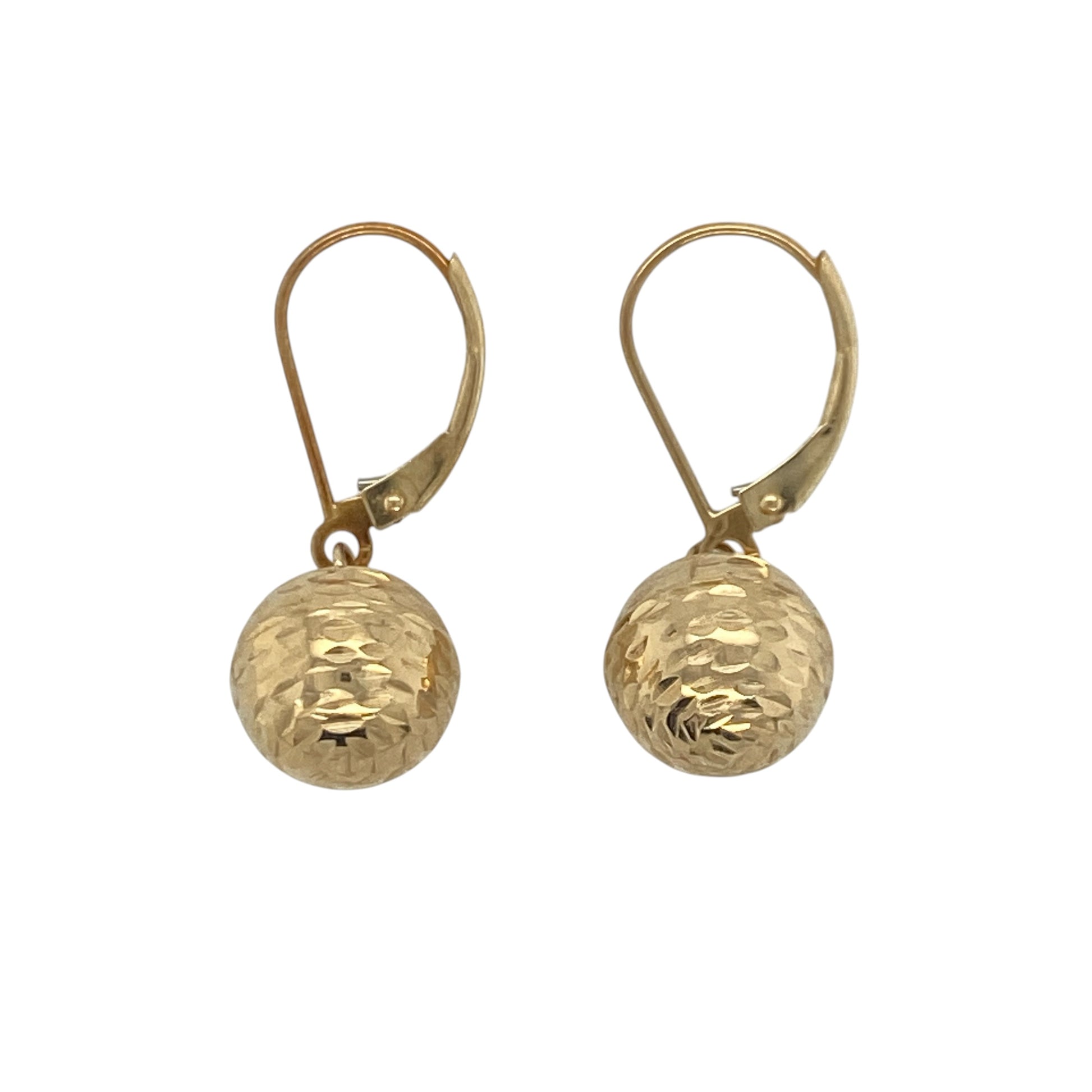 9ct Gold Textured Sparkle Ball Drop Earrings