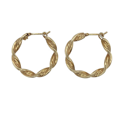 9ct Gold Twisted Hoop Creole Earrings