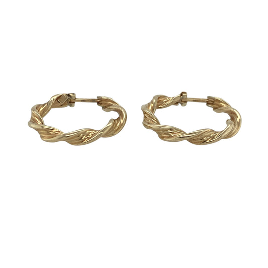 Add a touch of classic elegance to your jewellery collection with these pre-owned 9ct yellow gold twisted hoop creole earrings, featuring a timeless design with beautiful texture and everyday versatility—perfect for gifting, special occasions, or daily wear.

Design: The earrings showcase an attractive twisted hoop creole design, with the twisted detailing adding texture and visual interest to the classic hoop silhouette.