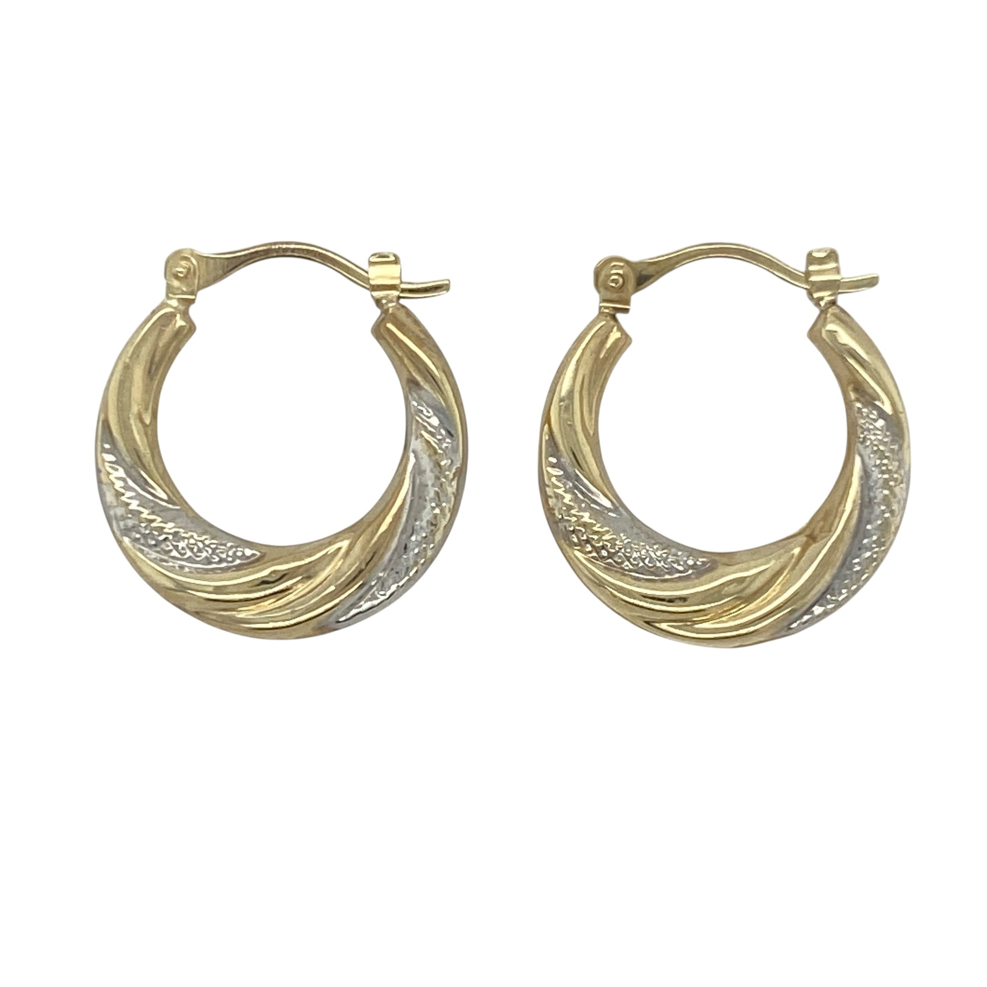 9ct Gold Textured Twisted Hoop Creole Earrings