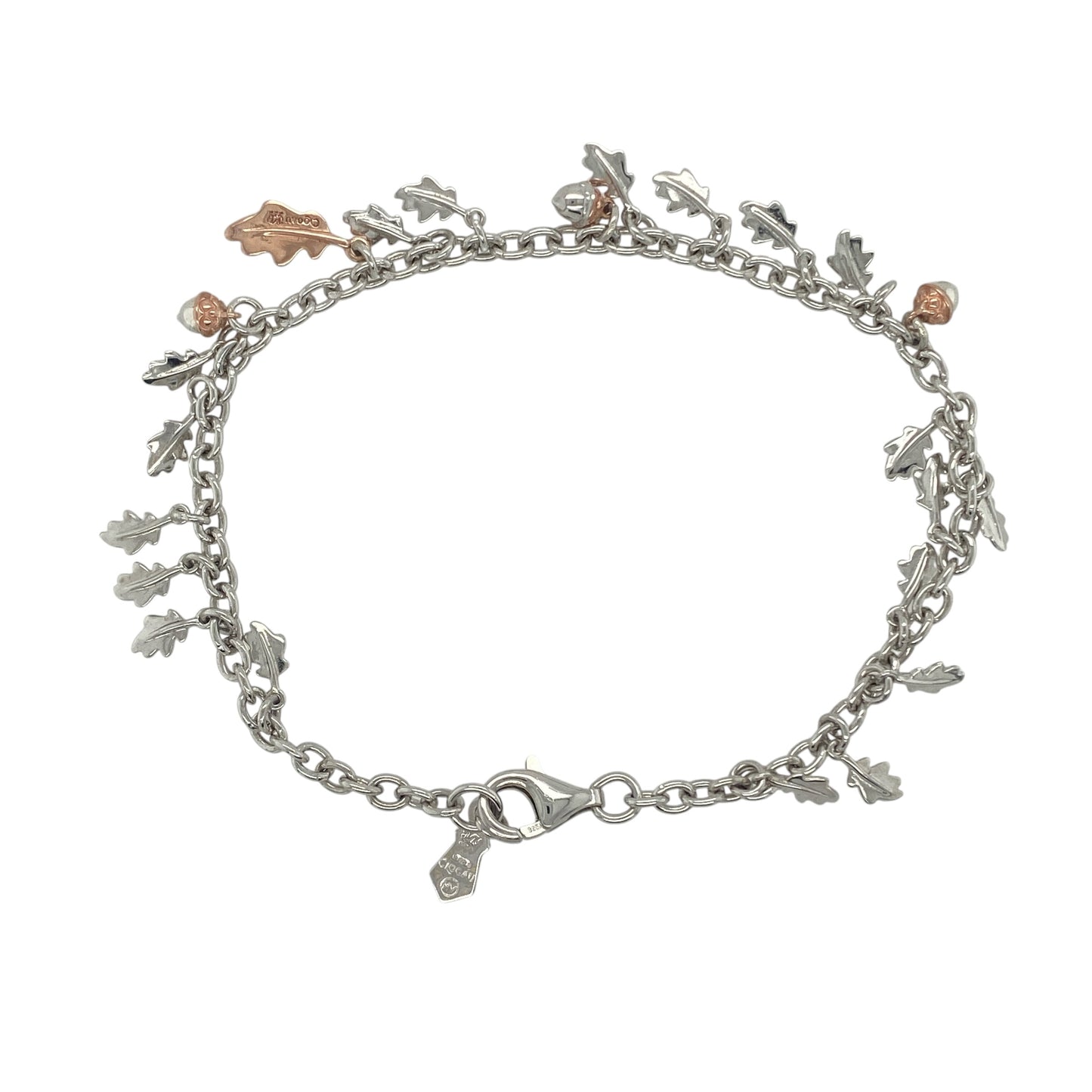 925 Silver Clogau 7.5" Acorn and Leaf Bracelet