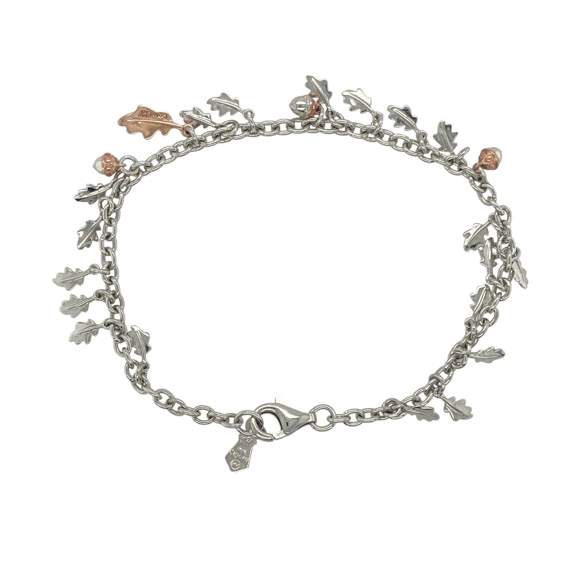 925 Silver Clogau 7.5" Acorn and Leaf Bracelet