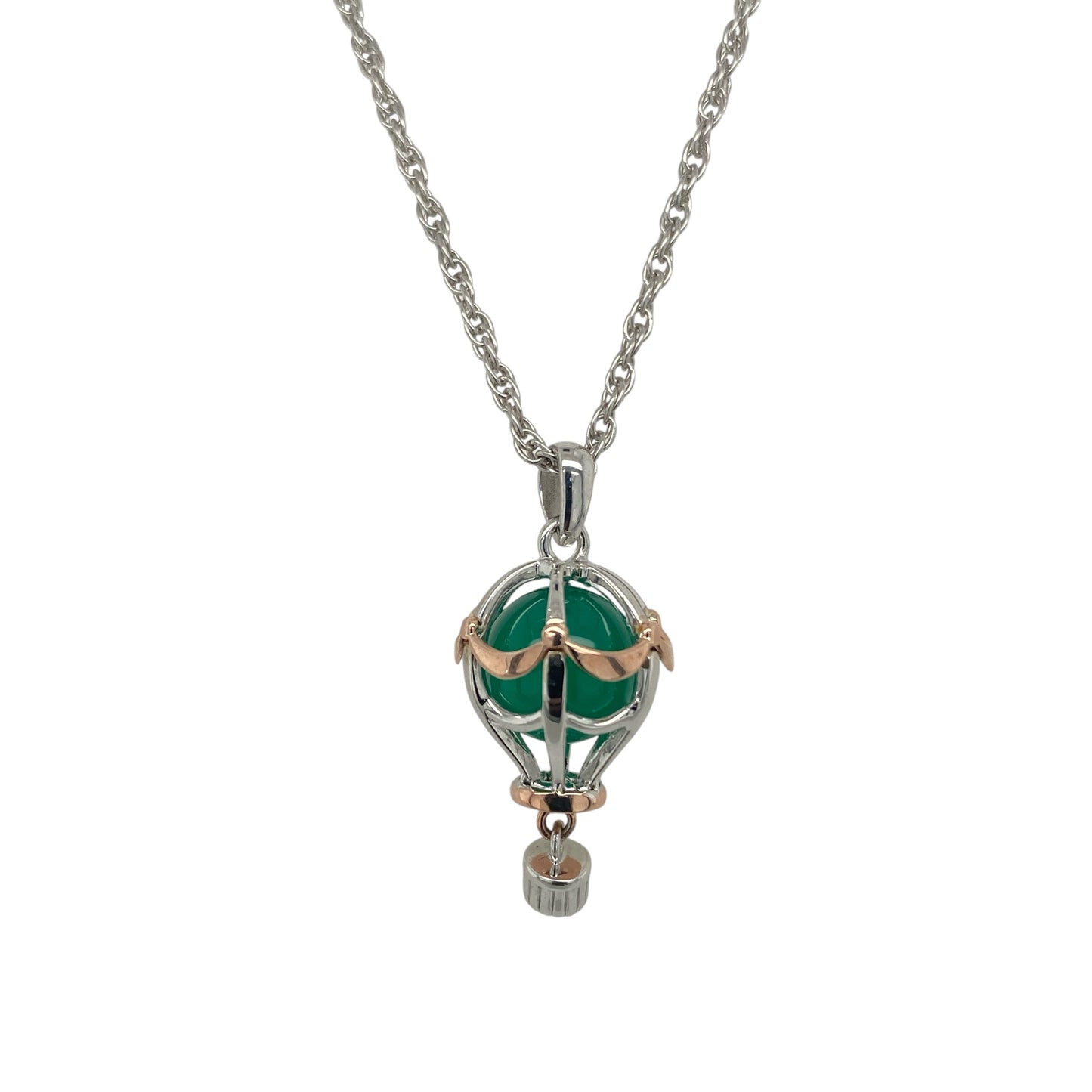 925 Silver & Green Stone Clogau Hot Air Balloon 18" - 22" Necklace