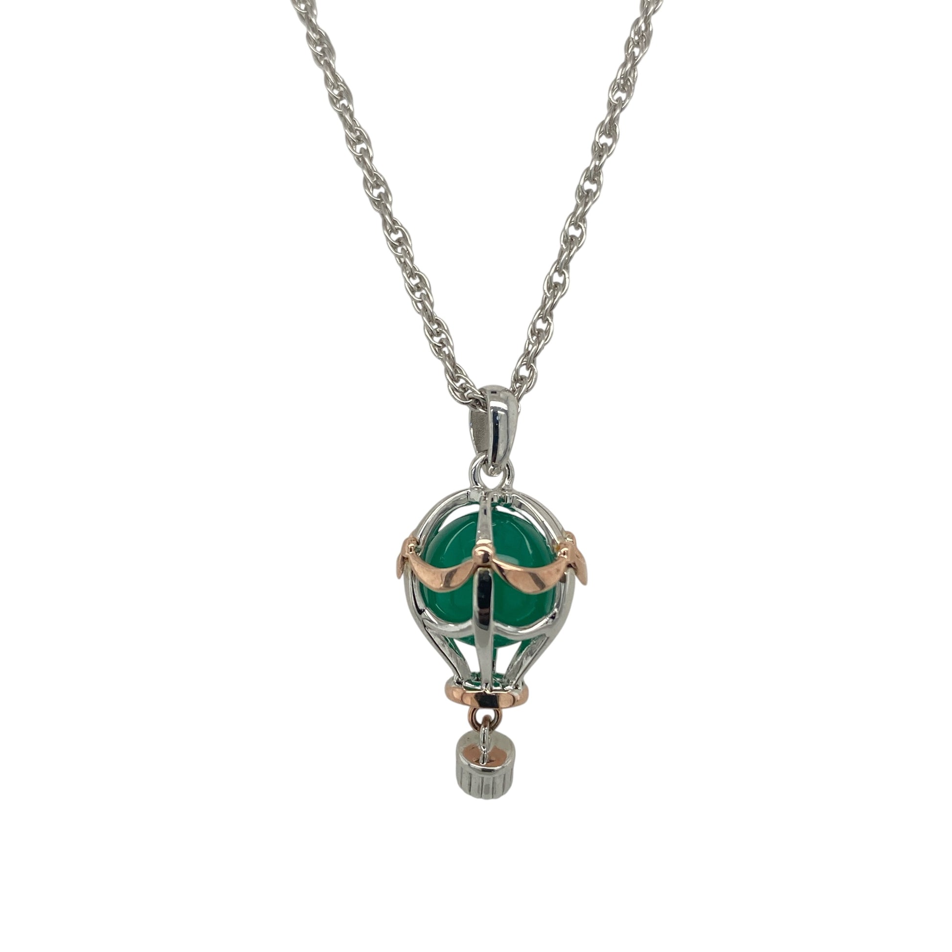 925 Silver & Green Stone Clogau Hot Air Balloon 18" - 22" Necklace