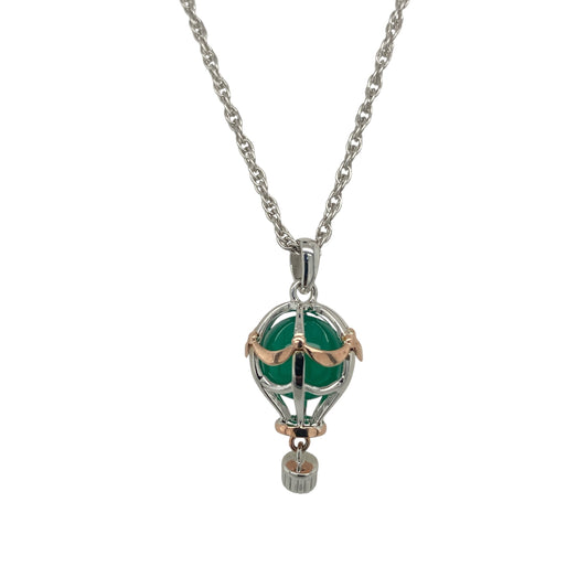 925 Silver & Green Stone Clogau Hot Air Balloon 18" - 22" Necklace