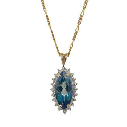 9ct Gold Diamond & Mystic Topaz Cluster 18" Necklace