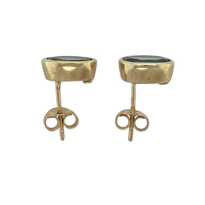 9ct Gold & Blue Topaz Oval Stud Earrings