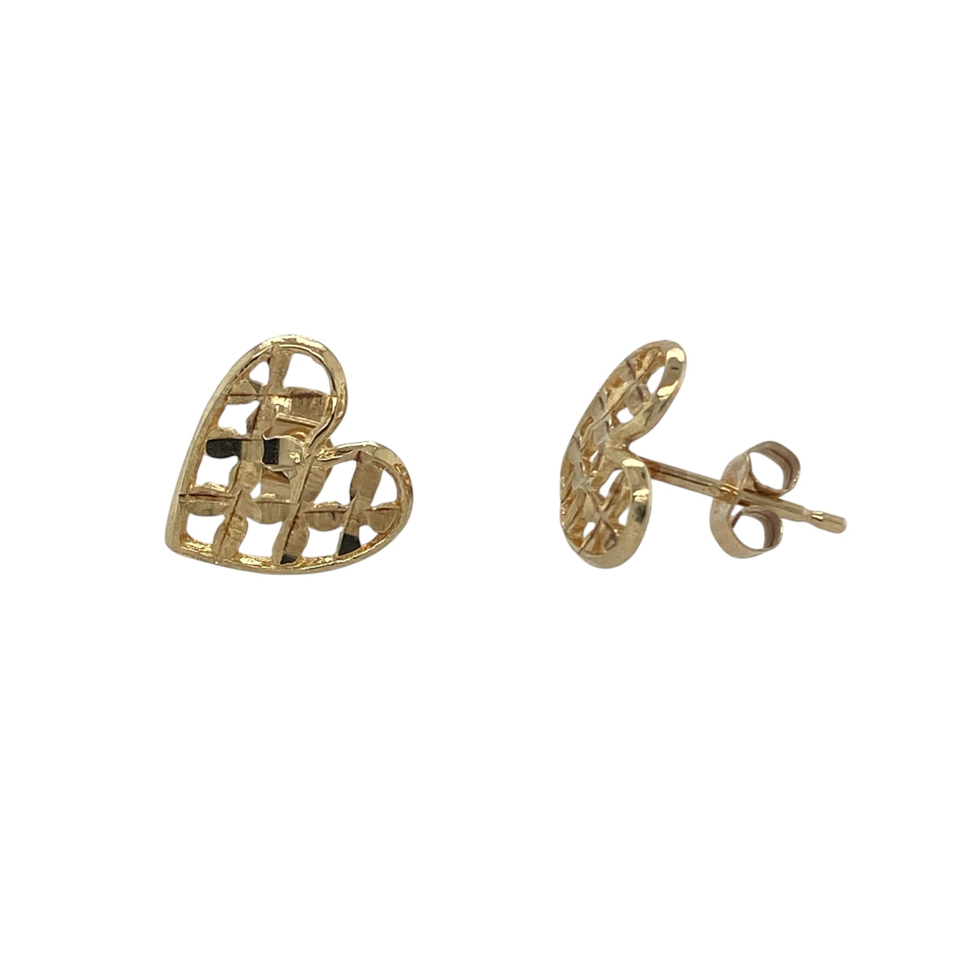 9ct Gold Heart Stud Earrings