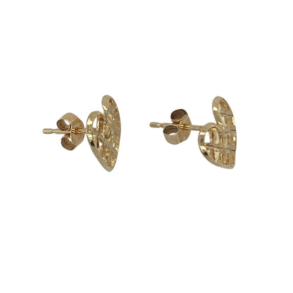 9ct Gold Heart Stud Earrings