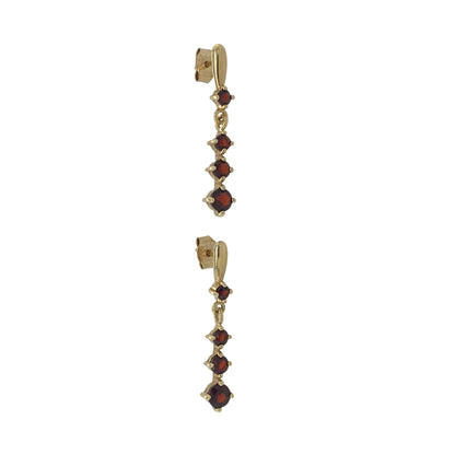 9ct Gold & Garnet Drop Earrings