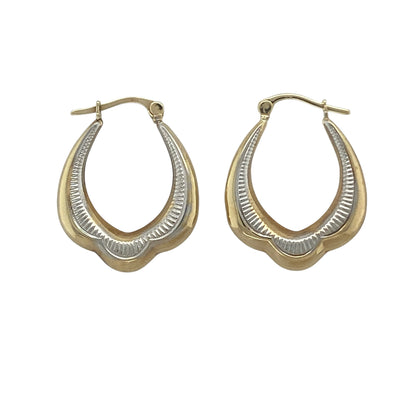 9ct Gold Patterned Creole Earrings