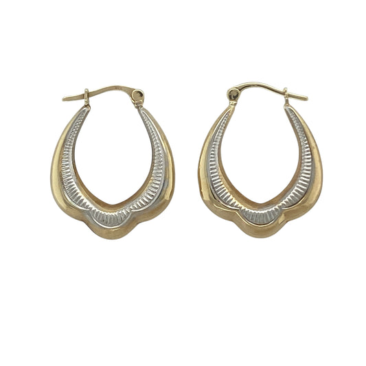 9ct Gold Patterned Creole Earrings