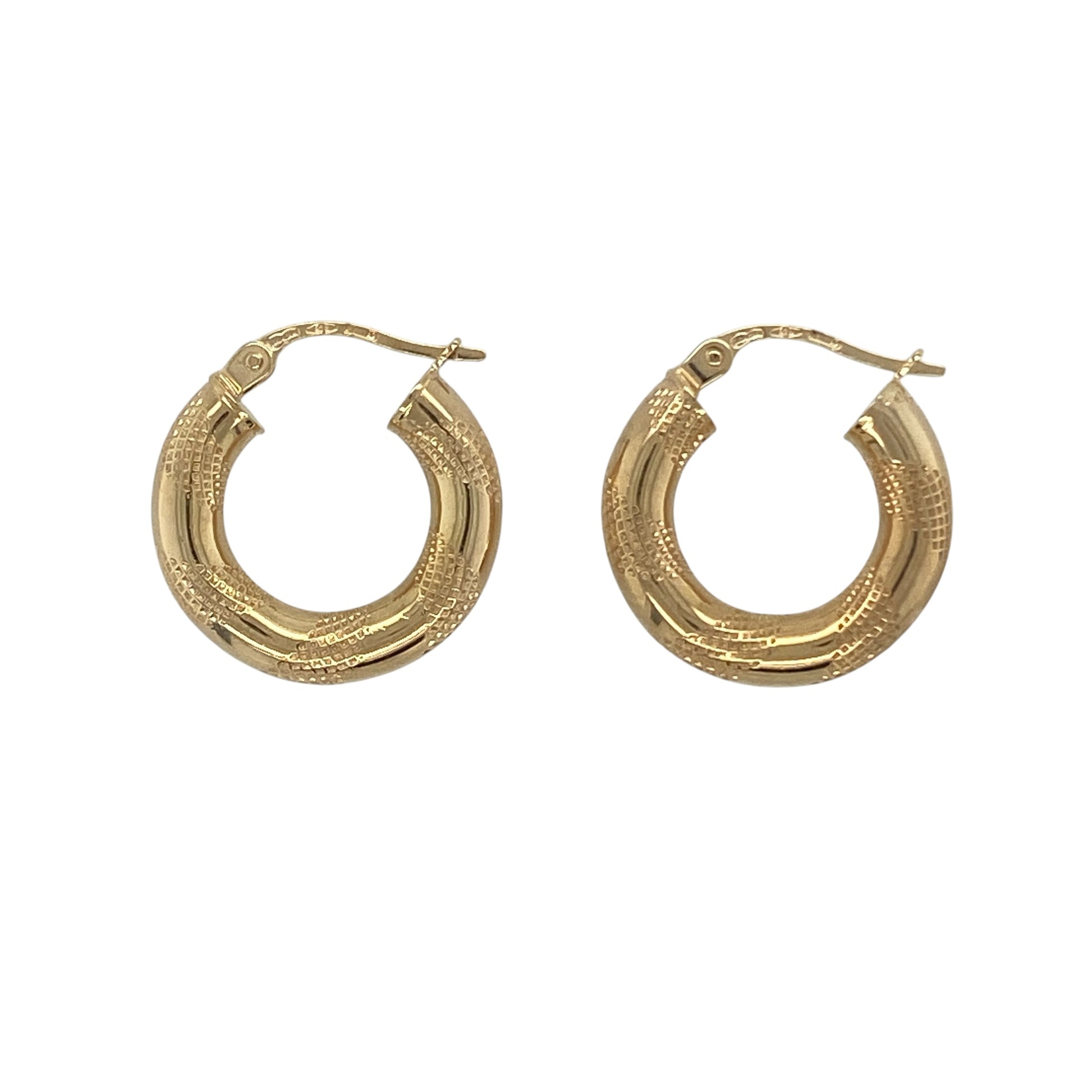 9ct Gold Striped Hoop Creole Earrings