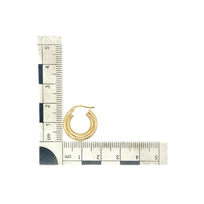 9ct Gold Striped Hoop Creole Earrings